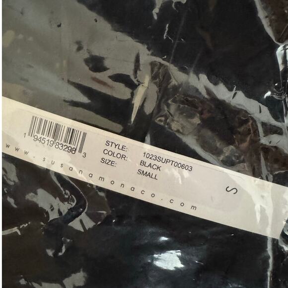 Susana Monaco Sweetheart Long Sleeve Top Black NWT Size Small - Picture 8 of 9